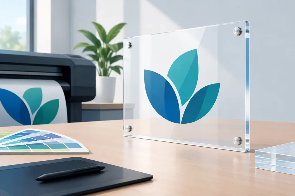 Acrylglas-Druck als Werbeschild planen