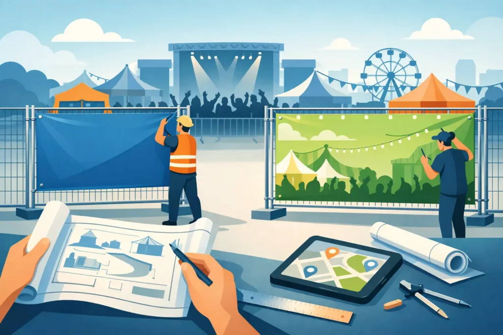 Bauzaunbanner für Events richtig planen